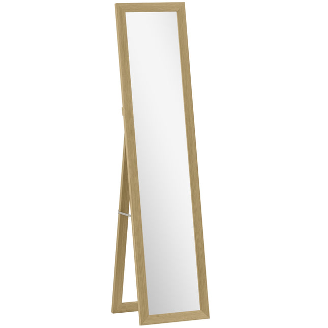 Full-Length Wall Mirror, Oak Frame, 37x40x155 cm