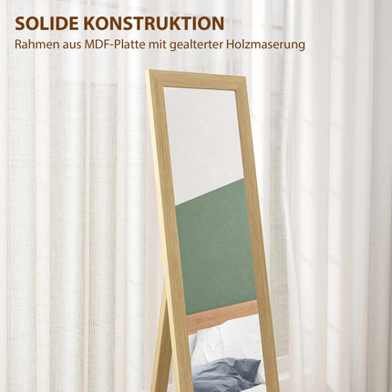 Full-Length Wall Mirror, Oak Frame, 37x40x155 cm