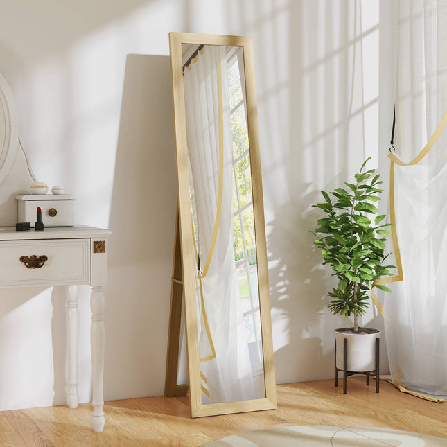 Full-Length Wall Mirror, Oak Frame, 37x40x155 cm