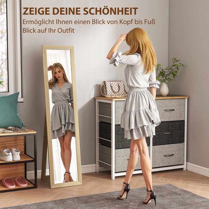 Full-Length Wall Mirror, Oak Frame, 37x40x155 cm