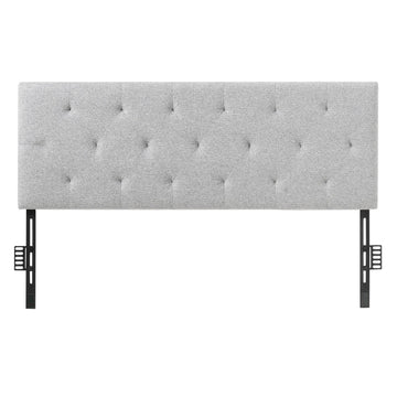 Full Size Headboard – Adjustable Height, Diamond Tufted, Light Grey