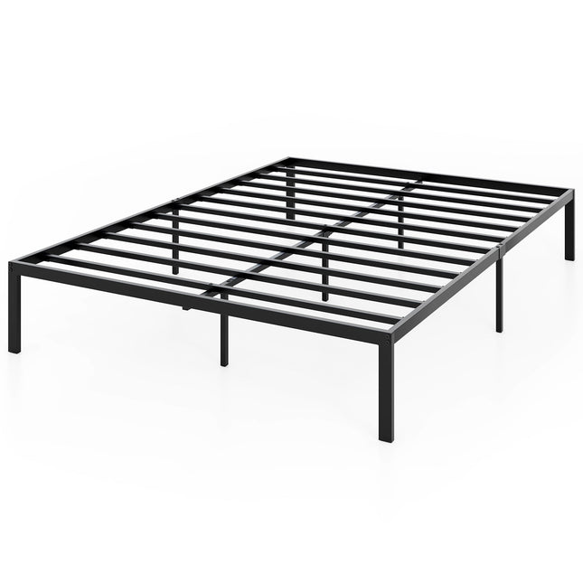 Full Size Metal Platform Bed Frame with Storage, Black