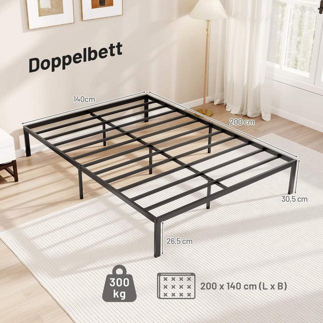 Full Size Metal Platform Bed Frame with Storage, Black