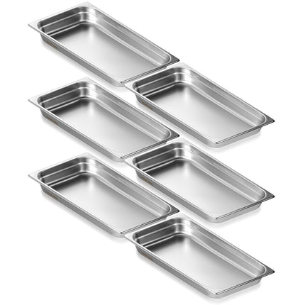 Full-Size Stainless Steel Steam Table Pans, 6-Pack, 2.5-In Deep