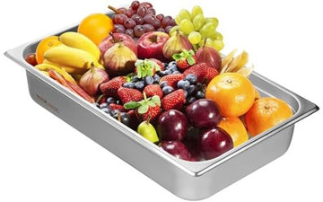 Full-Size Steam Table Pan With Lid, 4-Inch Deep, Stainless Steel