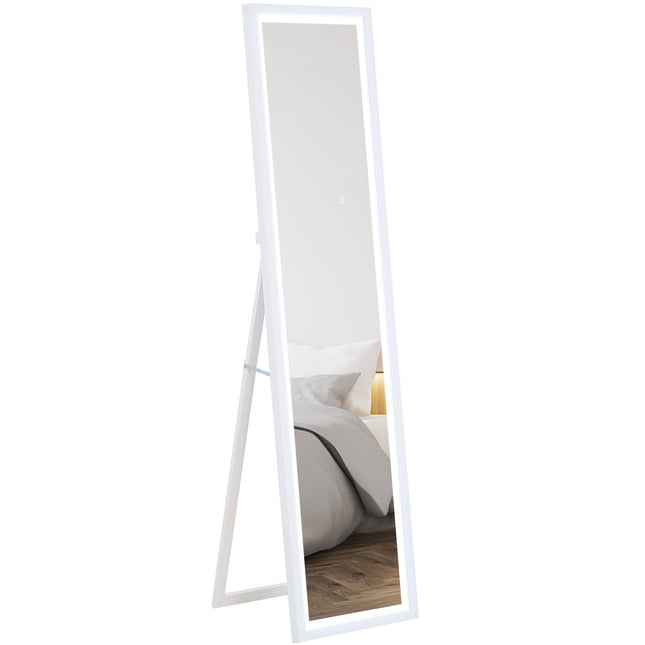 Full-length mirror with LED, Touch Control, White, 40 x 160 cm