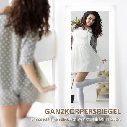 Full-length mirror with LED, Touch Control, White, 40 x 160 cm