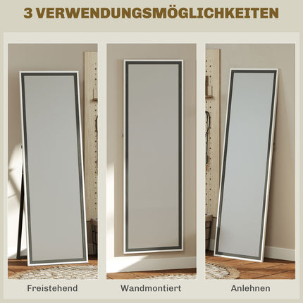 Full-length mirror, MDF frame, shatter-proof film, 162.6 x 53.3 cm, grey