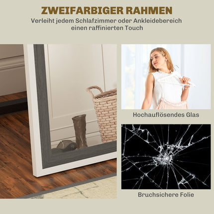 Full-length mirror, MDF frame, shatter-proof film, 162.6 x 53.3 cm, grey