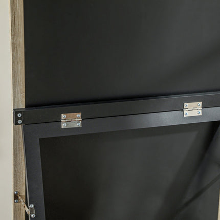 Full-length mirror, MDF frame, shatter-proof film, 162.6 x 53.3 cm, natural wood