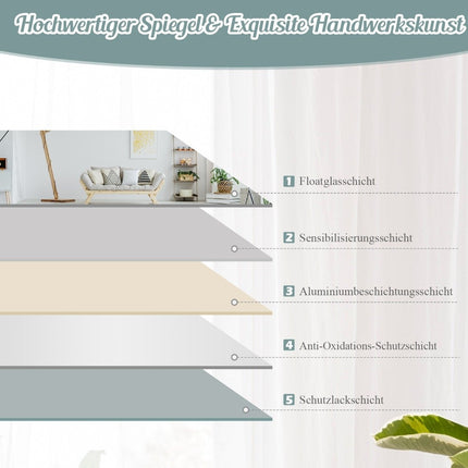 Full length rectangular wall/full length mirror with beveled edge 110 x 38 cm