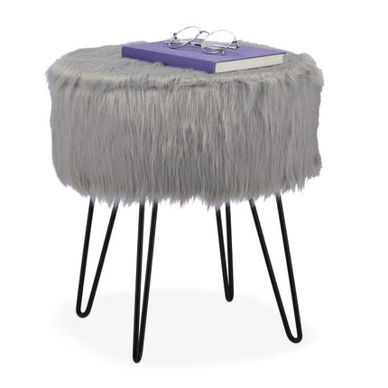 Fur stool gray