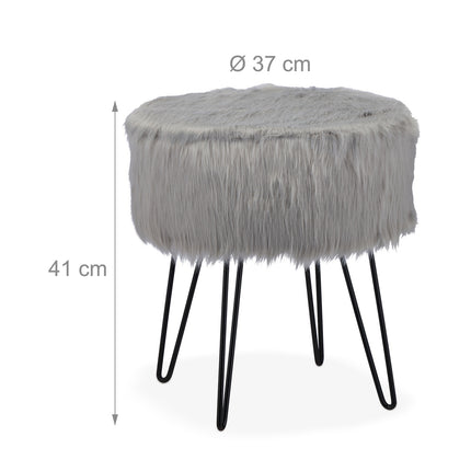Fur stool gray