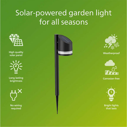Fyve Garden Lamp Angled Solar Cell Ultra Efficient LED 200lm Black