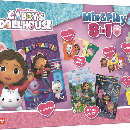 Gabby's Dollhouse 8-in-1 Mix & Play Board Games Set