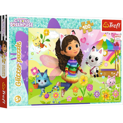 Gabby's Dollhouse Glitter Puzzle, 100 Pieces for Kids
