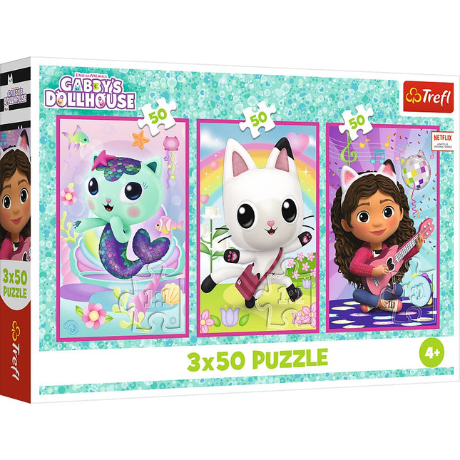Gabby's Dollhouse Puzzle Set, 3x50 Pieces, Fun for Kids