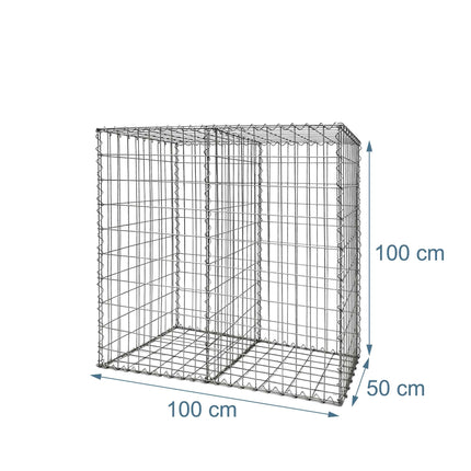 Galvanised Gabion Basket, 100x50x100 cm, 3 Compartments