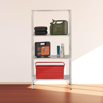 Galvanised Metal Storage Rack with 4 Adjustable Shelves