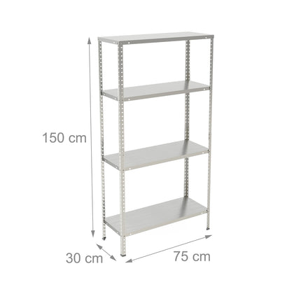 Galvanised Metal Storage Rack with 4 Adjustable Shelves