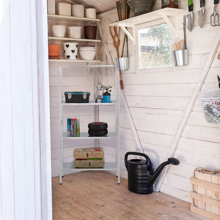 Galvanised Metal Storage Rack with 4 Adjustable Shelves