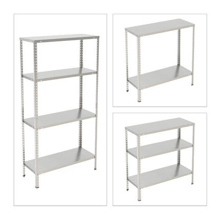 Galvanised Metal Storage Rack with 4 Adjustable Shelves