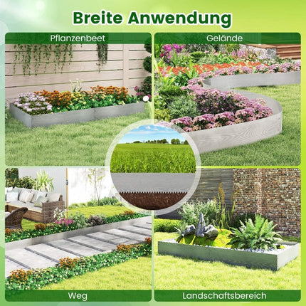 Galvanized Metal Garden Edging, 6-Piece, 110 x 22 cm