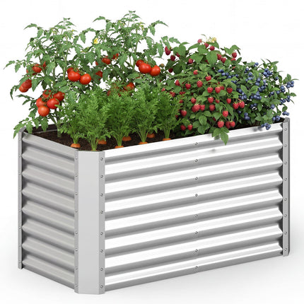 Galvanized Raised Garden Bed, 4 x 2 x 2 ft, Silver
