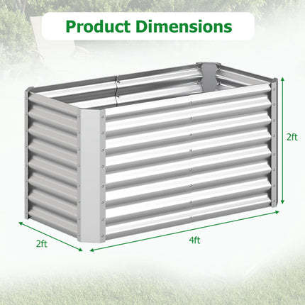 Galvanized Raised Garden Bed, 4 x 2 x 2 ft, Silver