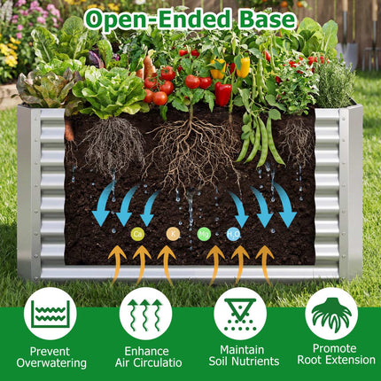 Galvanized Raised Garden Bed, 4 x 2 x 2 ft, Silver