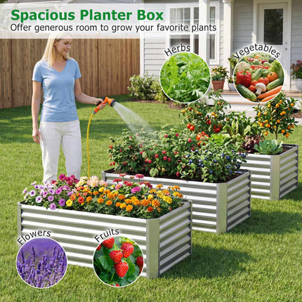 Galvanized Raised Garden Bed, 4 x 2 x 2 ft, Silver