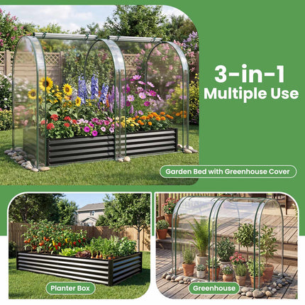 Galvanized Raised Garden Bed 6x3x1 Ft With Greenhouse Cover