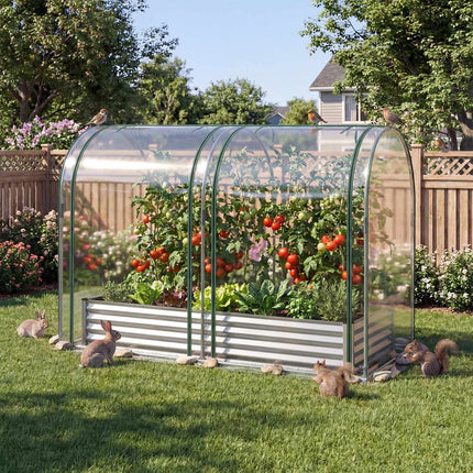 Galvanized Raised Garden Bed 6x3x1 Ft with PVC Cover
