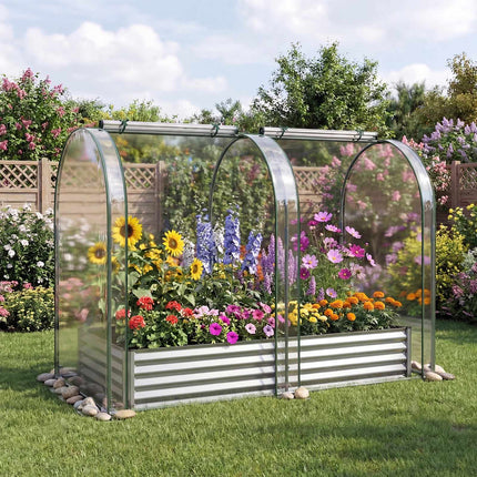 Galvanized Raised Garden Bed 6x3x1 Ft with PVC Cover