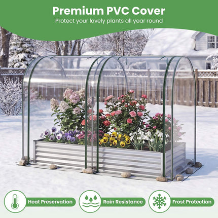 Galvanized Raised Garden Bed 6x3x1 Ft with PVC Cover
