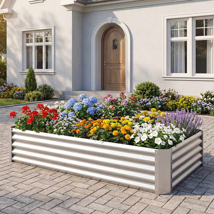 Galvanized Raised Garden Bed 6 x 3 x 1 ft, Open Base