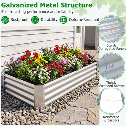 Galvanized Raised Garden Bed 6 x 3 x 1 ft, Open Base