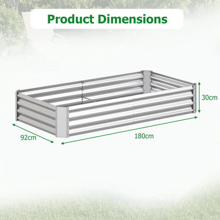 Galvanized Raised Garden Bed 6 x 3 x 1 ft, Open Base