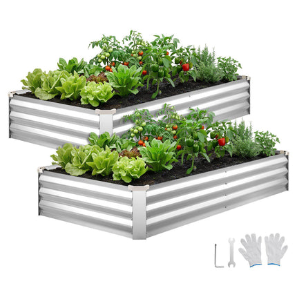 Galvanized Raised Garden Beds, 2 Pack, 180x90x30 cm