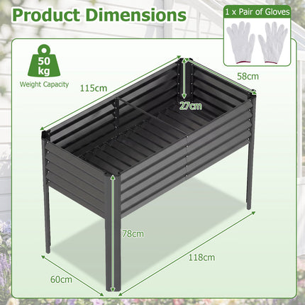 Galvanized Raised Garden Bed with Legs, 46 x 24 in, Gray