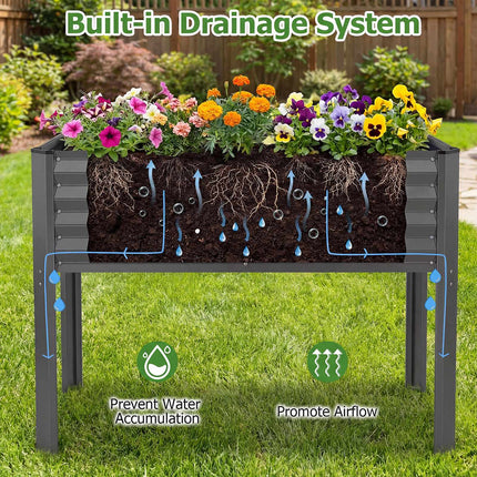 Galvanized Raised Garden Bed with Legs, 46 x 24 in, Gray