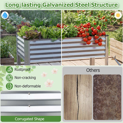 Galvanized Raised Garden Bed with Legs, 46x24x31