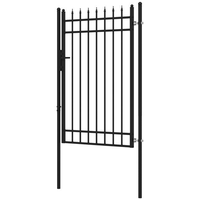Garden gate in black galvanized steel with lock and handle, 107x204 cm