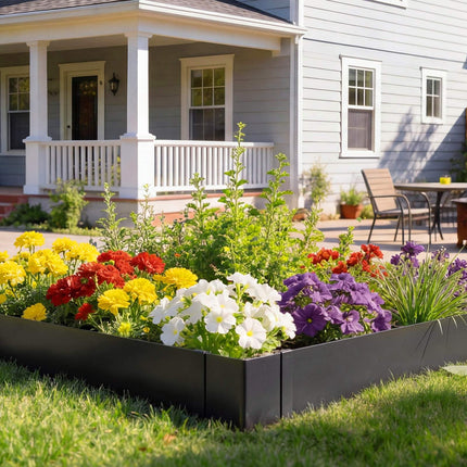 Galvanized Steel Landscape Edging, 6-Pack, Black with Clips
