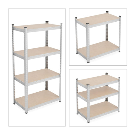 Galvanized shelves for heavy loads with 4 levels