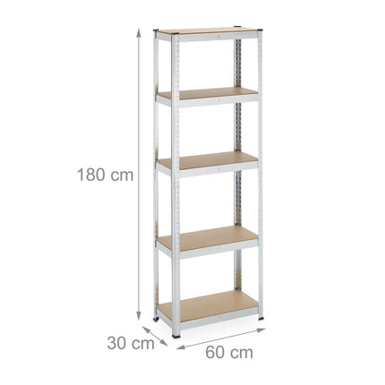 Galvanized shelves for heavy loads with 5 levels