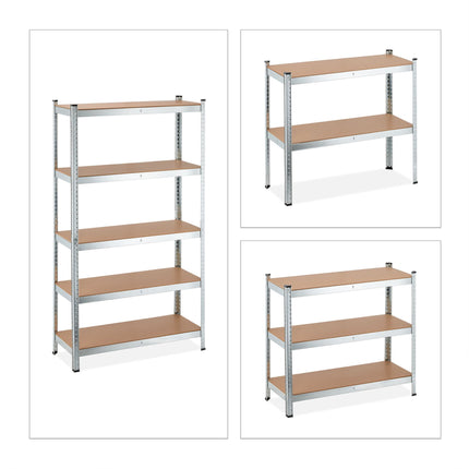 Galvanized shelves for heavy loads with 5 levels