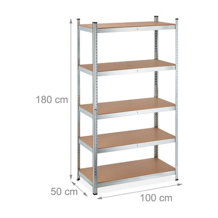 Galvanized shelves for heavy loads with 5 levels