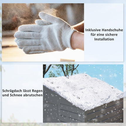 Gegalvaniseerd stalen gereedschapsschuur 2.43? 213x131x192cm gereedschapsschuur met zadeldak, afsluitbare schuifdeur, weerbestendige tuinschuur, buitentuinschuur voor achtertuin buitenruimte, grijs Aosom