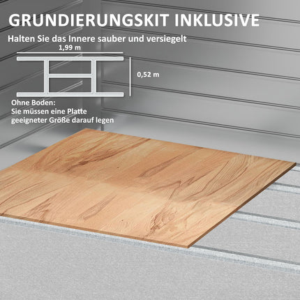 Gegalvaniseerd stalen gereedschapsschuur 2.43? 213x131x192cm gereedschapsschuur met zadeldak, afsluitbare schuifdeur, weerbestendige tuinschuur, buitentuinschuur voor achtertuin buitenruimte, grijs Aosom